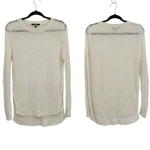 Banana Republic Coverup Top M White Open See Through Knit Side Slit Tunic Beach